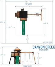 View Canyon Creek Cedar Wood Swing Set with Wave Slide, Clubhouse, Play Kitchen, Picnic Area, Belt Swings, Web Swing, Rock Wall, Balconies, Playhouse, Step Ladder, Outdoor Playset image 3
