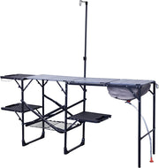 View Outdoor chef station | Portable folding kitchen table, equipped with a soft-shell sink, heat-resistant tabletop and telescopic lamp pole, ideal for camping trips image 1