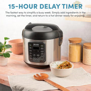 View Digital rice cooker, 4 cup capacity (uncooked state) / 8 cup capacity (cooked state), steamer, multi-functional cooking pot, slow cooker, oatmeal pot, automatic insulation function, 2 gallons, stainless steel shell image 4