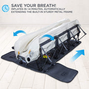 View EZ-Bed (King) Air Mattress with Frame & Rolling Case, Self Inflatable, Blow Up Bed Auto Shut-Off, Comfortable Surface AirBed, Best for Guest, Travel, Vacation, Camping image 4