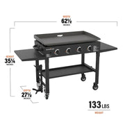 View Blackstone 36 Inch Gas Griddle Cooking Station 4 Burner Flat Top Gas Grill Propane Fuelled Restaurant Grade Professional 36” Outdoor Griddle Station with Side Shelf (1554) image 4