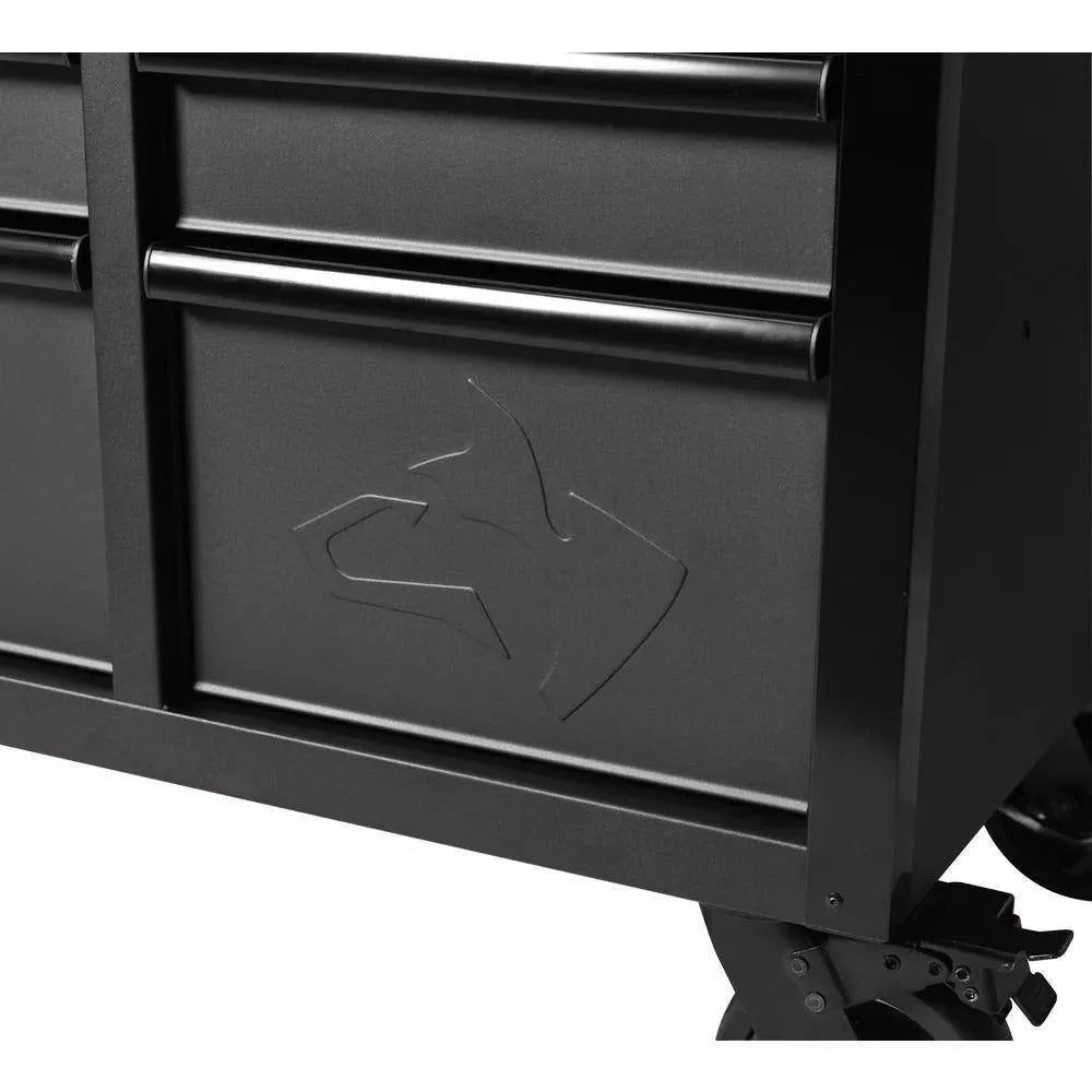 61-Inch W x 23-Inch D 15-Drawer Mobile Workbench with Solid Wood Top