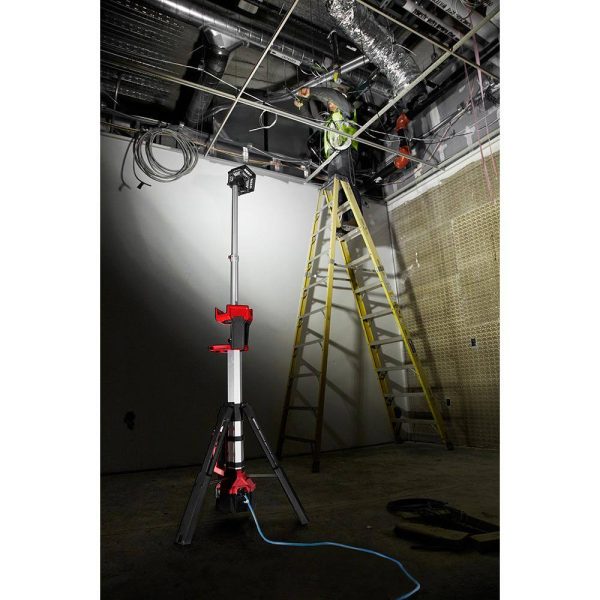 18V Cordless Rocket Tower Light – Dual Power LED Work Light with 2×6.0Ah Batteries