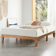 View 12" Classic Solid Wood Platform Bed Frame w/Wooden Slats (No Box Spring Needed), Natural, Queen Size image 2