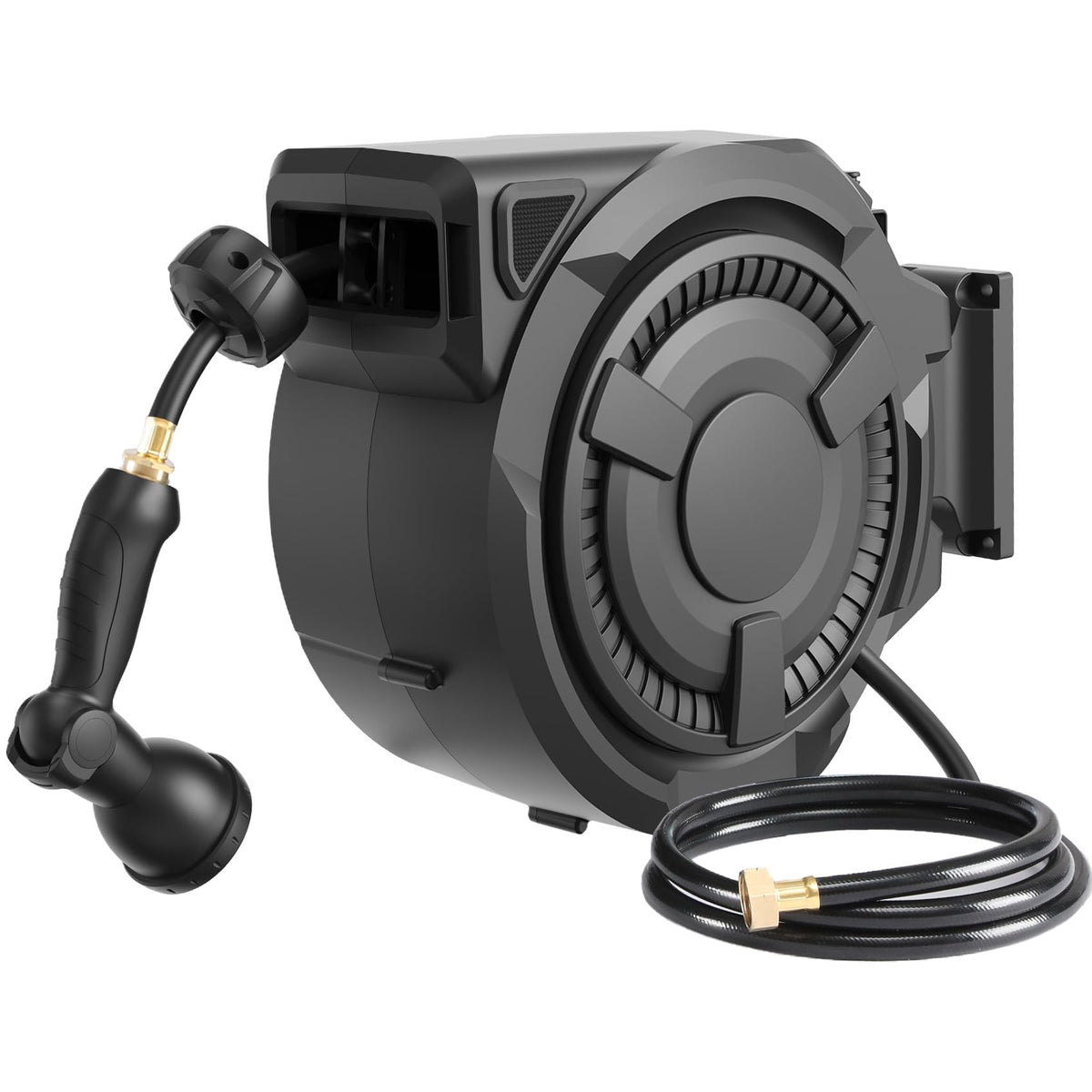 100 ft Wall Mounted Garden Hose Reel, 1/2 Inch Hose with 180° Swivel