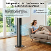 View Fakir premium TV° 640 Turmventilator - Leiser Lüfter mit 32dB(A), DC-Motor, 12 Stufen, 12h Timer, LED-Display, Fernbedienung & 90° Oszillation, image 6