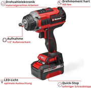 View Einhell Professional Akku-Schlagschrauber IMPAXXO 18/450 (1x4,0Ah) Power X-Change (18 V, 450 Nm, Brushless, Außenvierkant-Aufnahme, inkl. 4 Ah Akku, image 3