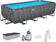 View Bestway APX365 Winterfestes Frame Pool Set, Sandfilteranlage, 549 x 274 x 132 cm, 16.477 L, Stahlrahmen, Polar-Shield, Dunkle Marmor-Optik, image 1