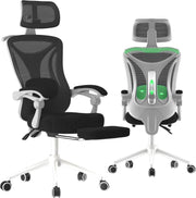 View Ergonomic Office Chair - Adjustable Lumbar & Headrest, 90-160° Reclining with Footrest, Breathable Mesh Back - Home Office/Gaming Computer Chair (Black, 300lbs Capacity) image 1