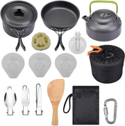 View Camping cooking set - picnic cooking pot set - outdoor hiking and barbecue tableware set - camping travel supplies set including frying pan, water jug and stove image 2