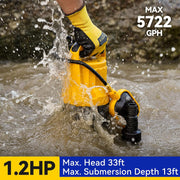 View 3/4HP Submersible Sewage Effluent Pump, Cast Iron, 115V 6400 GPH Automatic Tethered Float Switch, Sump Pump for Sump Basin, Basement, Residential Sewage, 2'' NPT Discharge image 4