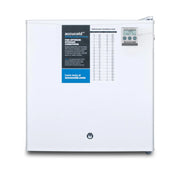 View Compact refrigerator freezer, suitable for general use, with a white appearance, equipped with a NIST calibrated thermometer, manual defrosting device, hospital-grade power cord and front locking mechanism. image 1