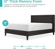 View 12 inches, green tea carbon fiber 12 inches, green tea carbon fiber cooling gel memory foam mattress, free of glass fibers, three-layer structure, good breathability - complete type, medium softness image 2