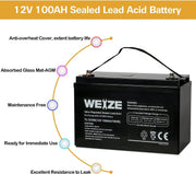 View Deep Cycle AGM 12 Volt 100Ah Battery, Maintenance-Free, 3% Self-Discharge Rate, 1150A Max Discharge Current, Perfect for RV, Solar, Trolling Motor, Wind, Marine, Camping and Off-Grid System image 4
