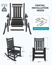 View Outdoor Rocking Chair, HDPE Rocking Chair for Adults, All Weather Porch Rockers for Lawn Garden, White image 3