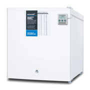 View Compact refrigerator freezer, suitable for general use, with a white appearance, equipped with a NIST calibrated thermometer, manual defrosting device, hospital-grade power cord and front locking mechanism. image 3