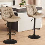 View Bar stool set (2-piece) Adjustable rotating style, black color, covered with PU leather and equipped with a backrest, suitable for medium-height stools used in kitchen island or home bar. image 3