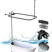 View Clawfoot Tub Shower Kit, Add On Shower Units With Bathcock Diverter Faucet and 48" X 27“ Rectangular Claw foot Tub Shower Curtain Rod Kit,Claw foot Tub Shower Faucet Set,Brushed Nickel image 4