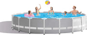 View Above Ground Swimming Pool w/ Pump, Cover, & Ladder, 18' x 48", Prism Frame, Gray - Outdoor Round Family Pool w/ Filter, 42-Inch Deep Water image 4