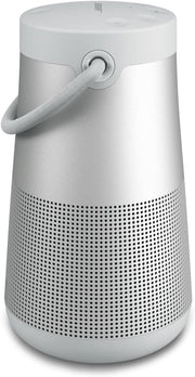 View Bluetooth speaker, portable speaker with microphone, wireless and waterproof, 360-degree omnidirectional sound output, long-lasting battery and handle, silver appearance image 1