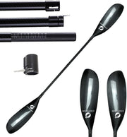 View High-performance lightweight double-body carbon fiber kayak paddle, featuring wing-shaped blades, elliptical shafts and adjustable knobs (suitable for users with a height of 215 - 225 centimeters) image 1