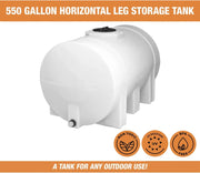 View Horizontal Polyethylene Reservoir Water Tank with Legs, 550 Gallon, Made in the USA, Poly Tank for Water and Non-Flammable Liquids, Rust and Corrosion Proof image 3