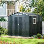 View 8x6FT Outdoor Steel Storage Shed with Clear Window, Lockable Doors, Weather-Resistant Metal Tool Shed for Garden, Backyard, Patio, and Utility Storage image 3