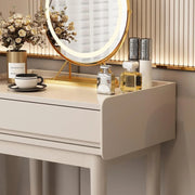 View Makeup Vanity Desk with Drawers with Cushioned Stool Modern Vanity Desk Bedroom Vanity Set with Detachable Mirror and Makeup Box for Bedroom Girls Women image 3