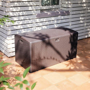 View Outdoor patio storage box - 150 gallons. Loft box, waterproof and highly resistant to weather, suitable for furniture cushions and gardening tools, brown color scheme. image 2