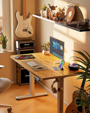 View Height Adjustable Electric Standing Desk, 40 x 24 Inches Sit Stand up Desk, Small Memory Computer Home Office Desk with Two-Piece Desktop (Light Vintage Brown) image 4