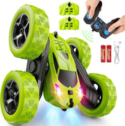 View Children's version remote control car (suitable for children over 6 years old), RC car stunt toy, four-wheel drive, double-sided design, 360° rotating remote control, with headlights, is a birthday or Christmas gift for boys aged 6, 7, 8, 9, 10, 11, image 2