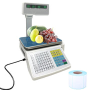 View Commercial digital scale, equipped with thermal printer, 4 window vertical double-sided LCD display, capable of printing labels, maximum load capacity of 66 pounds, 110 volts, portable, suitable for storage areas, restaurants, bakeries image 1