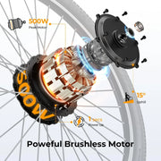 View EB5 Electric Bike for Adults with Peak 500W Brushless Motor, 40Miles 20MPH Commuting Electric Mountain Bike with 360Wh Removable Battery, 7-Speed, 26" Tires and Front Fork Suspension image 4