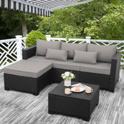 View 3 Pieces Patio Furniture Set with Ottoman and Outdoor Storage Table image 1