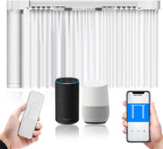 View Electric Smart Curtains System, Automatic Curtain Opener, Motorized Curtains Rod with Remote, Compatible with Alexa/Google Home/Tuya App (Up to 204inches) image 1
