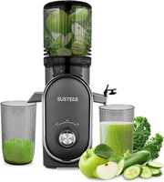 View Cold press juicer, 5.3-inch feed opening, slow-speed mixing type machine, power 300 watts, capable of extracting whole fruits and vegetables, easy to clean, high juice output, white appearance image 3