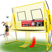 View Adjustable volleyball training net equipment system (8x11 feet), suitable for adult outdoor or indoor volleyball practice, equipped with volleyball. image 1