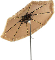 View Mud-cloth style ti-ki courtyard shade umbrella - Two-layer Hawaiian lei-style inclined beach shade umbrella, equipped with 33 LED lights, 8 umbrella ribs and a rotatable lifting device, solar-powered lawn-type courtyard shade umbrella, tropical palm image 1