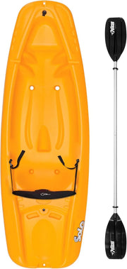 View Pelican Solo EVO DLX - Kids Sit on top Kayak with Paddle and Decals - Mango - Twin Tunnel Hull with Swim up Deck - Lighweight & Durable image 2