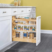 View 5-inch pull-out storage rack, suitable for bottom cabinets in kitchens/bathrooms, with a soft-closing slide rail for a spice rack/food storage rack, made of wood material image 2