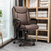 View Classic PU surface, back-adjustable height office computer desk and chair, with armrests, size: 26 inches wide x 23.75 inches long x 42 inches high, black version image 3