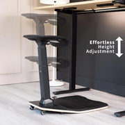 View Ergonomic inclined standing desk with chair, portable height-adjustable anti-fatigue cushion, suitable for home and office, black image 2