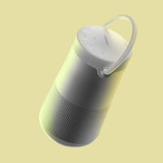 View Bluetooth speaker, portable speaker with microphone, wireless and waterproof, 360-degree omnidirectional sound output, long-lasting battery and handle, silver appearance image 2