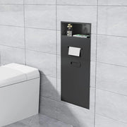 View 6.2 Gallon Bathroom Trash Can Tilt Out Trash Bin Cabinet, Hidden Trash Can Cabinet Recessed Wall Mounted Stainless Steel with Toilet Paper Holder for Bathroom/Bedroom/Office/Kitchen, Black image 2