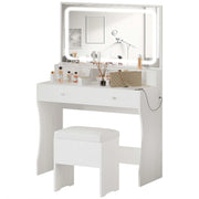 View IRONCK Vanity Desk Set with LED Lighted Mirror & Power Outlet image 1