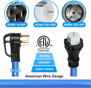 View 50 Amp Generator Cord and Pre-Drilled Power Inlet Box, Generator Cords 50FT, 50 Amp 125V/250V Generator Power Cord, NEMA 14-50P / SS2-50R Twist Lock Connector image 3