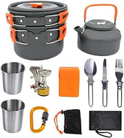 View Camping cooking set - picnic cooking pot set - outdoor hiking and barbecue tableware set - camping travel supplies set including frying pan, water jug and stove image 3