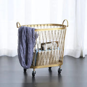 View Laundry Hamper with Wheels, Round Mesh Metal Rolling Basket, Iron for Bathroom, Bedroom, Room, Toy & Clothes Storage - 45 * 42.5cm image 2