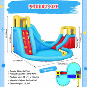 View Inflatable Water Slide, 6 in 1 Outdoor Inflatable Water Park with Climbing, Basketball Rim, Splash Pool, Water Cannon, Blow up Water Slides for Kids Backyard image 3