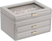 View Jewelry Box Jewelry Case PU Leather Jewelry Box Jewelry Storage Box Earring Ear Stud Ring Necklace Organizer Case Jewelry Organizer image 1